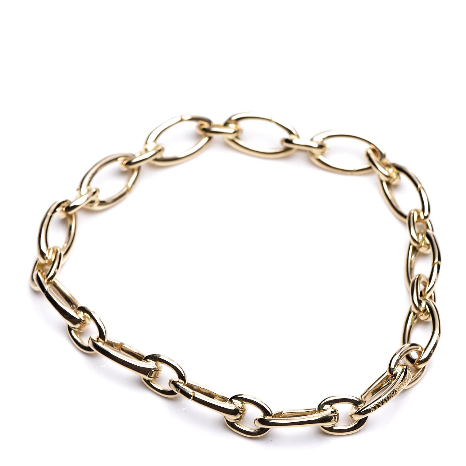 Tiffany 18K Yellow Gold Clasping Oval Link Bracelet 3 of 4