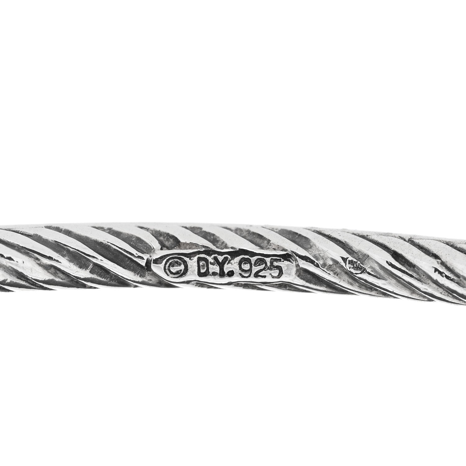 David Yurman Sterling Silver Black Diamond Cable Bangle Bracelet 3 of 3