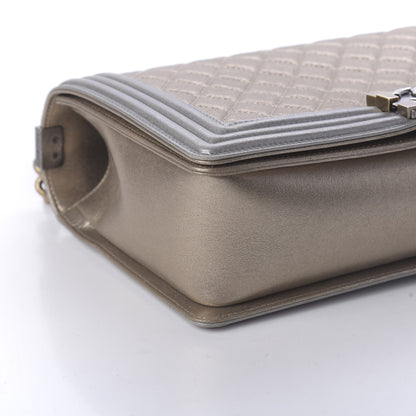 Chanel Metallic Calfskin Quilted New Medium Boy Flap Khaki 5 of 10