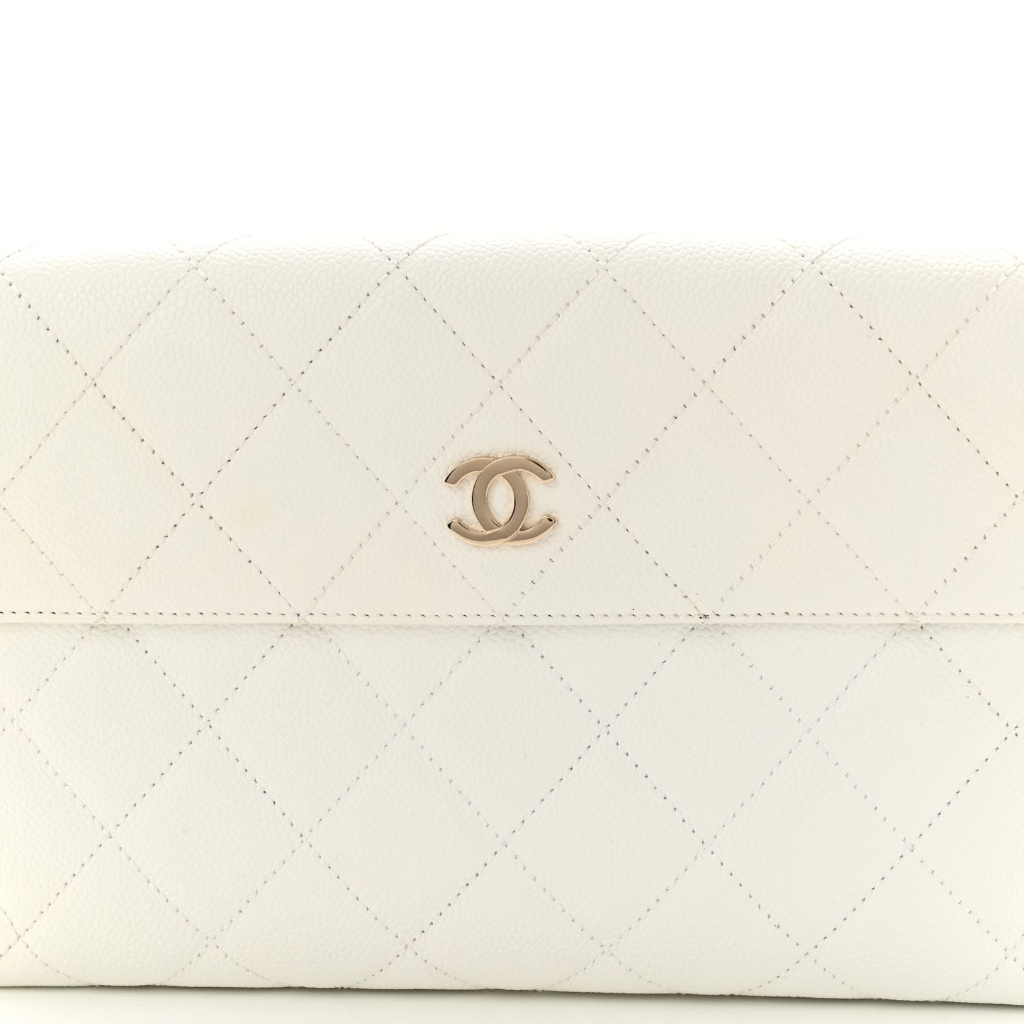 Caviar Quilted Tote With Clutch White