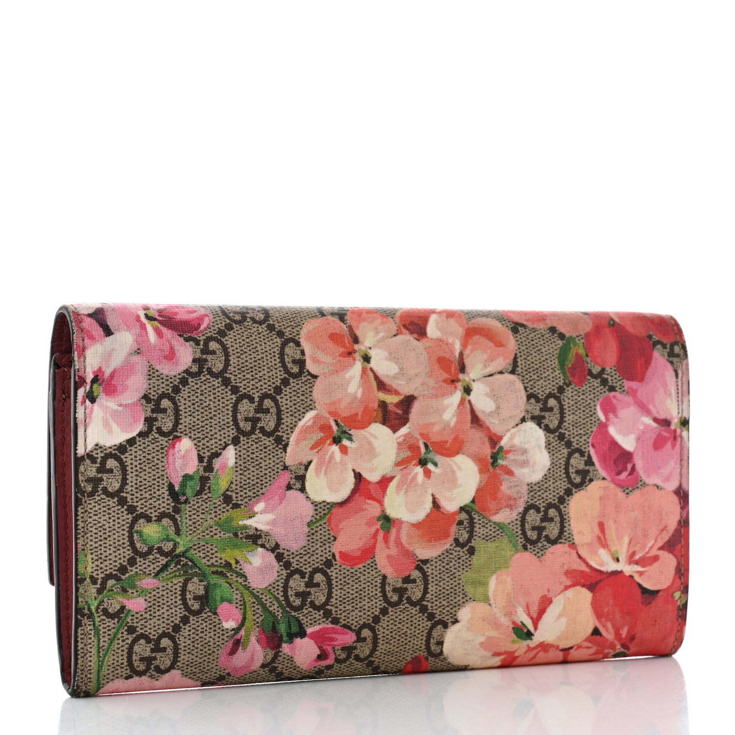 GG Supreme Monogram Blooms Continental Wallet Beige Multicolor Dry Rose