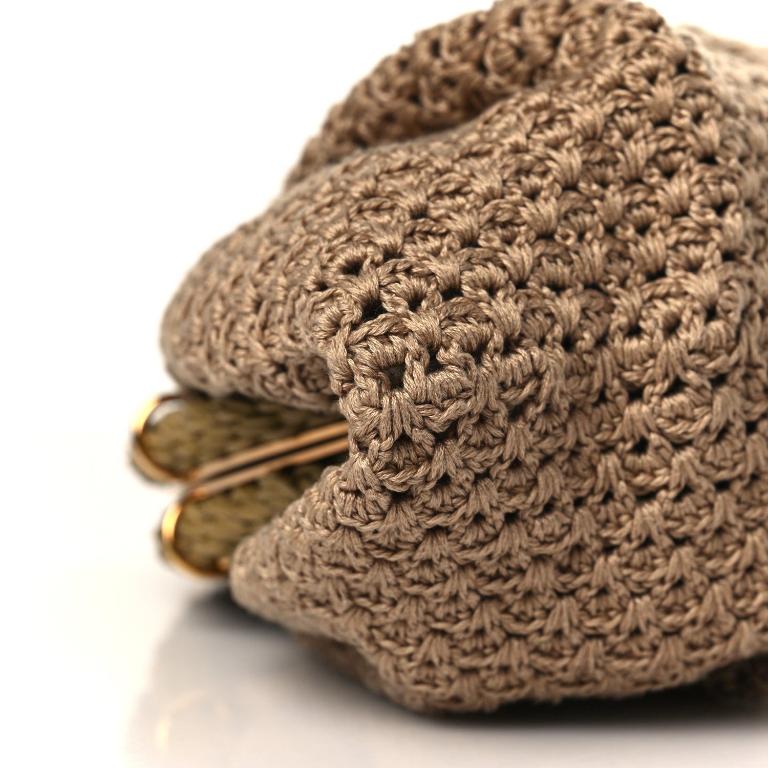 Fendi Intreccio Macrame Braided Shell Clutch Sand 8 of 9