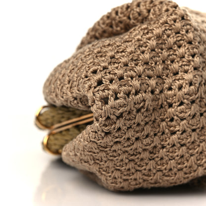 Fendi Intreccio Macrame Braided Shell Clutch Sand 8 of 9