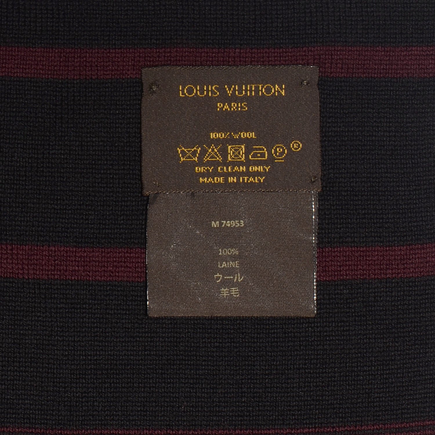 Louis Vuitton Wool Multistripe Scarf Burgundy 5 of 5
