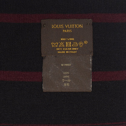 Louis Vuitton Wool Multistripe Scarf Burgundy 5 of 5