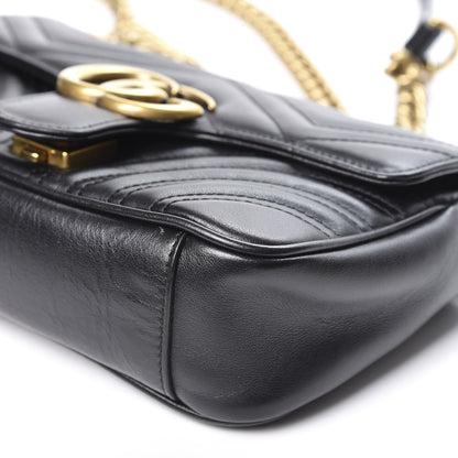 Gucci Calfskin Matelasse Mini GG Marmont Shoulder Bag Black 7 of 11