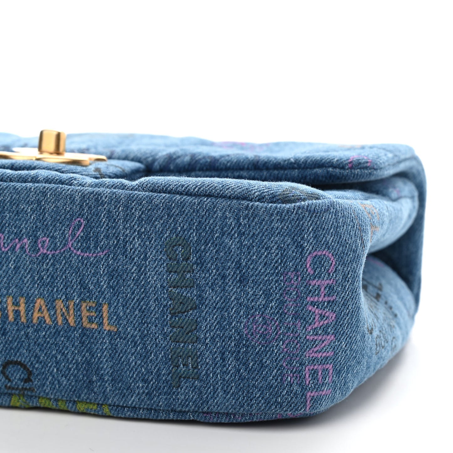 Denim Quilted Mini Denim Mood Rectangular Flap Blue Multicolor