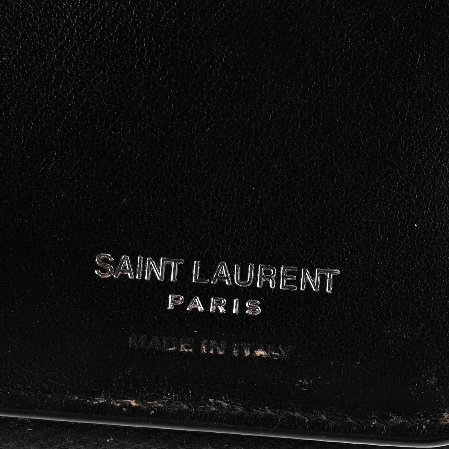 Saint Laurent Calfskin Crocodile Embossed Monogram Compact Wallet Black 6 of 7