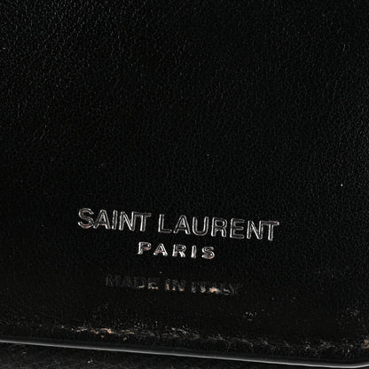 Saint Laurent Calfskin Crocodile Embossed Monogram Compact Wallet Black 6 of 7