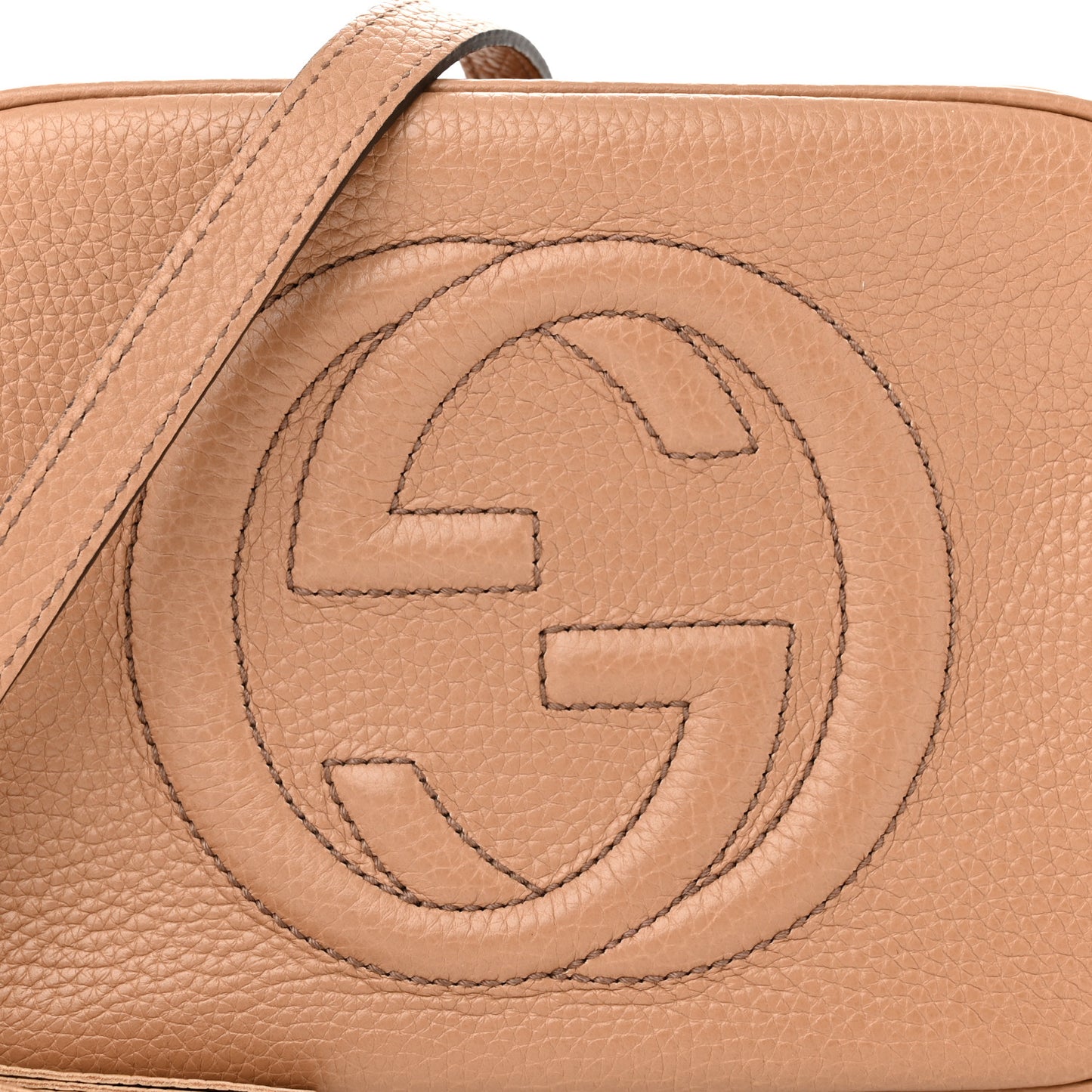 Pebbled Calfskin Small Soho Disco Bag Camelia
