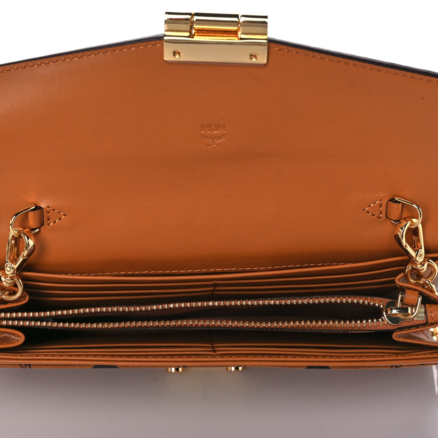 MCM Visetos Large Patricia Chain Wallet Cognac 4 of 8