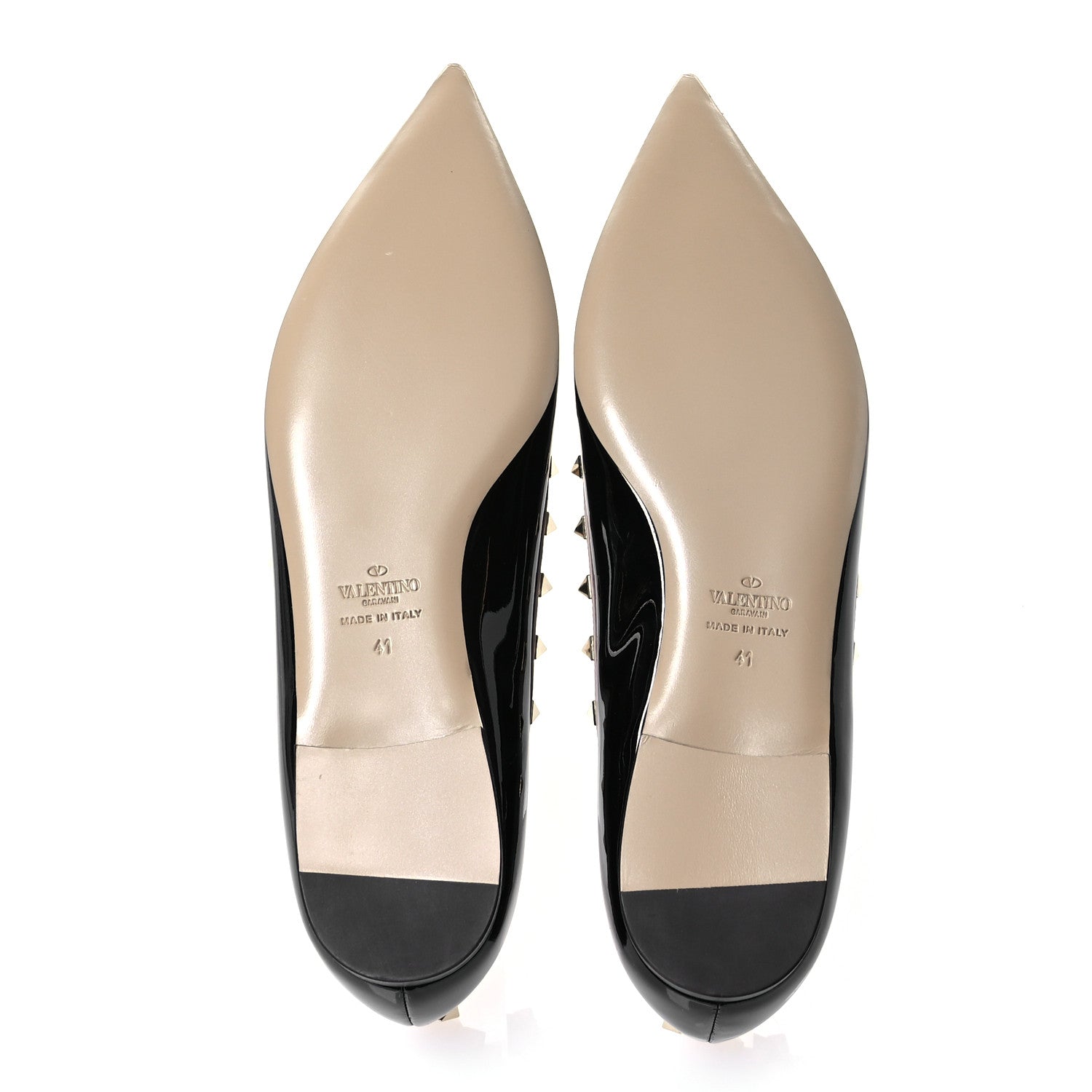 Valentino Garavani Patent Rockstud Ballerina Flats 41 Black Poudre 5 of 8