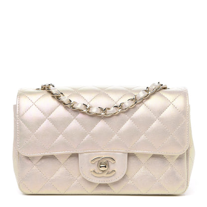 Chanel Iridescent Lambskin Quilted Mini Rectangular Flap Ivory 1 of 12