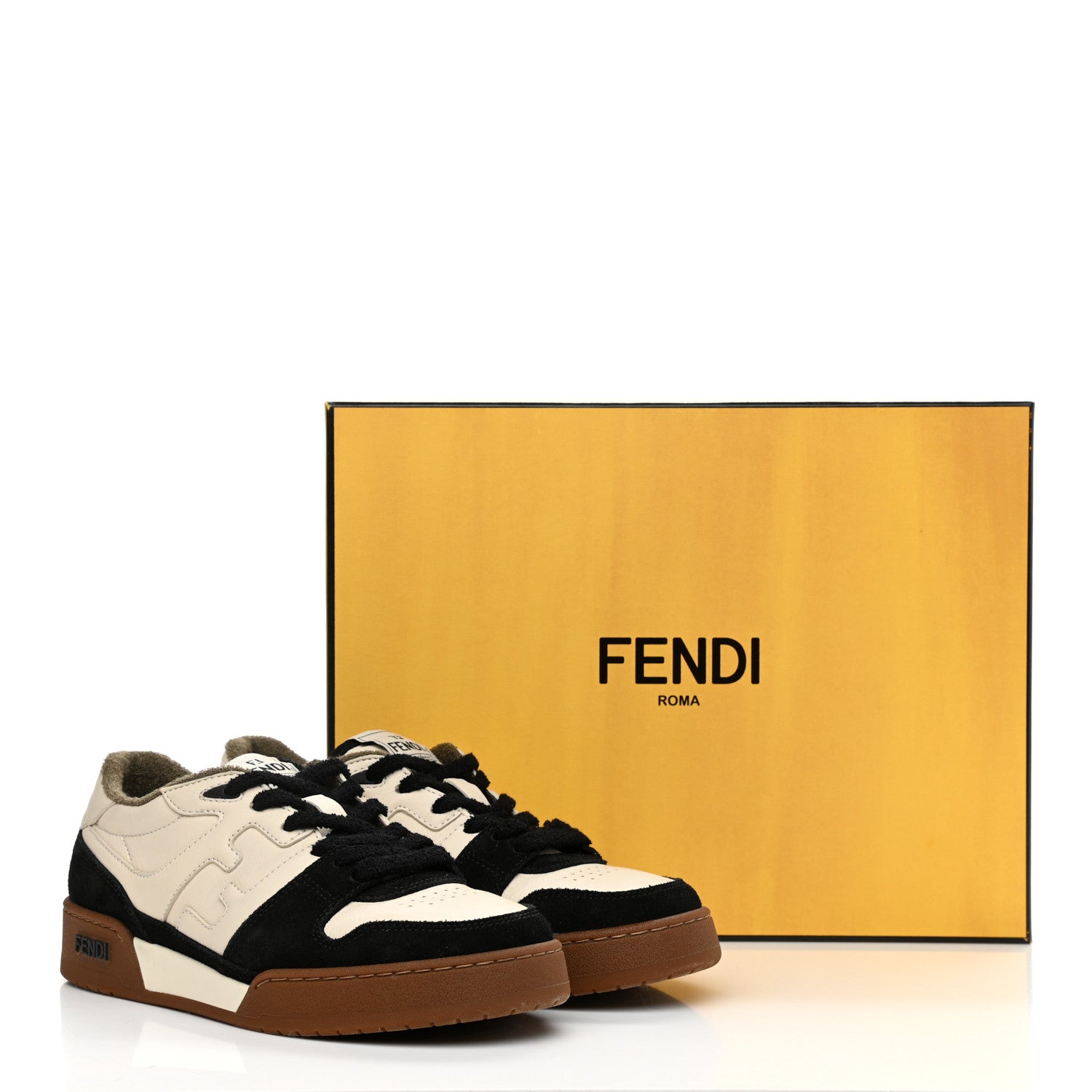 Fendi Suede Vitello Fendi Match Low Top Sneakers 40 Milk Black 9 of 9