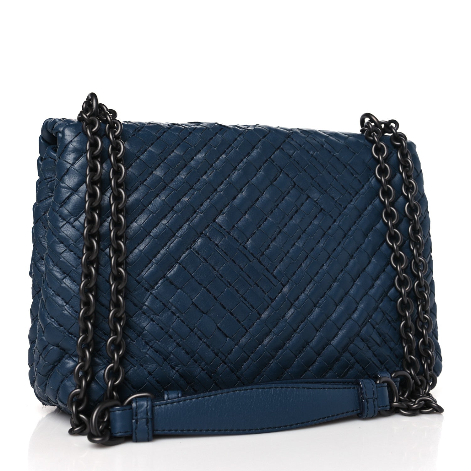 Bottega Veneta Nappa Intrecciato Stitched Small Olimpia Shoulder Bag Blue 3 of 10