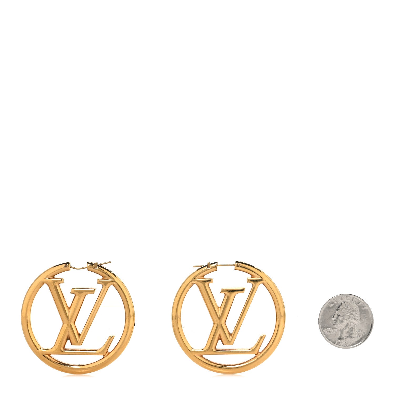 Louis Vuitton Metal Louise Hoop Earrings Gold 2 of 4
