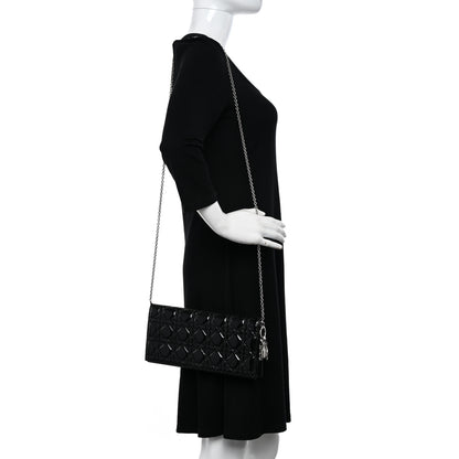 Christian Dior Patent Cannage Lady Dior Convertible Clutch Black 2 of 12