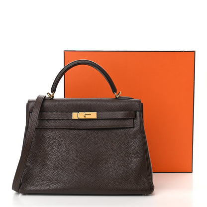 Hermes Taurillon Clemence Kelly Retourne 32 Chocolate 16 of 16