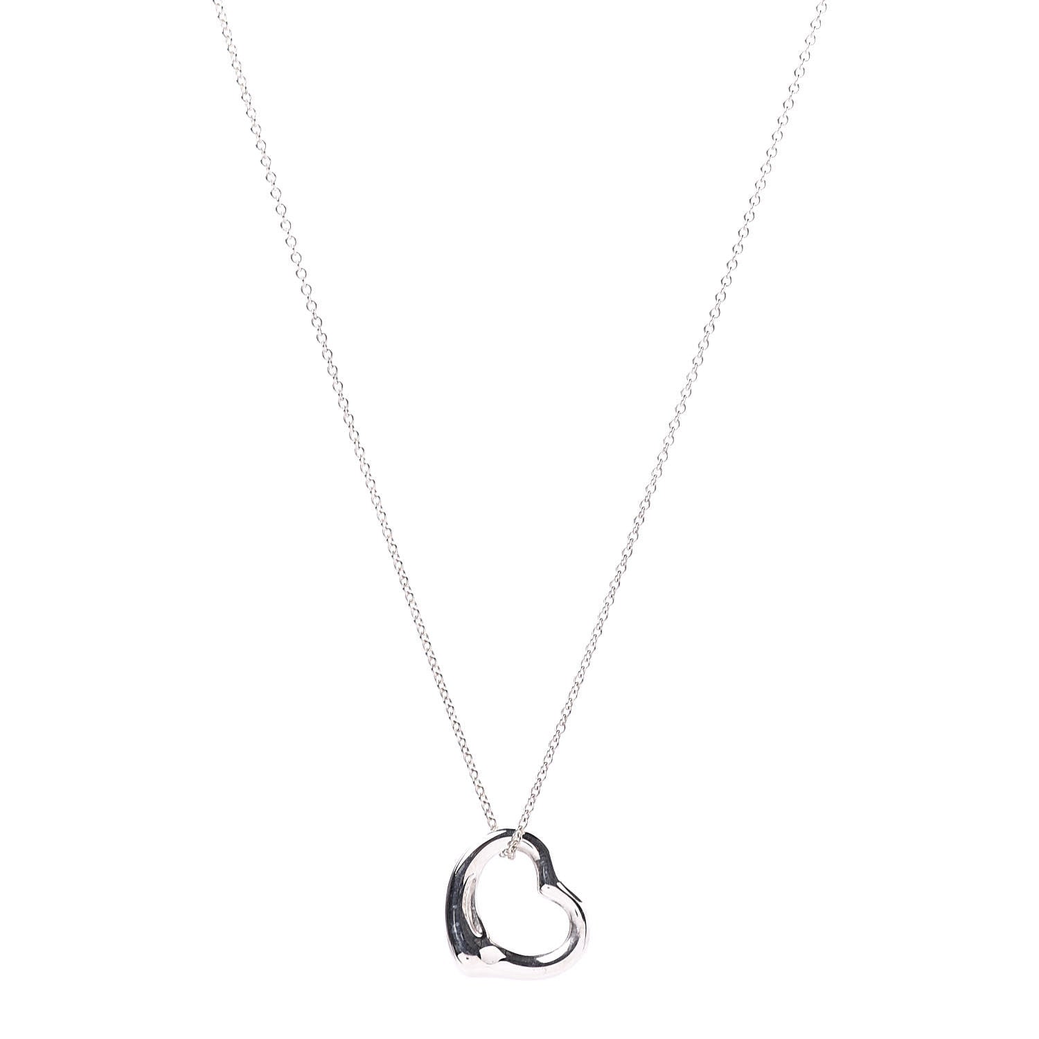 Tiffany Sterling Silver 16mm Elsa Peretti Open Heart Pendant Necklace 1 of 9