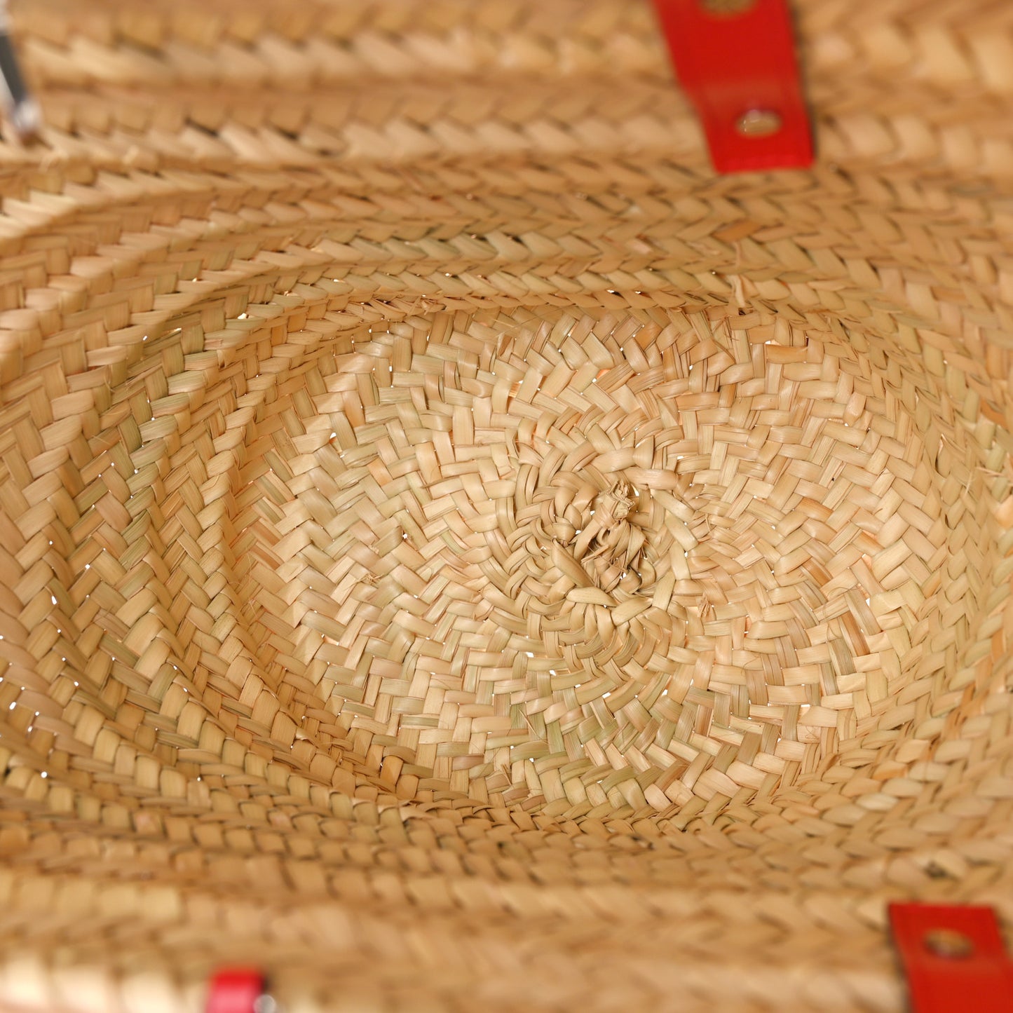 Woven Straw Loubishore Tote Red