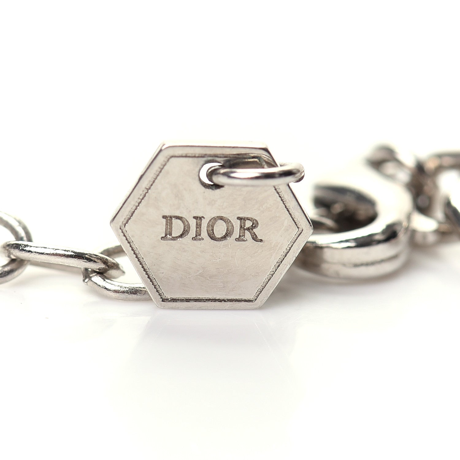 Christian Dior Palladium Grain De Cafe CD Chain Necklace Silver 5 of 6