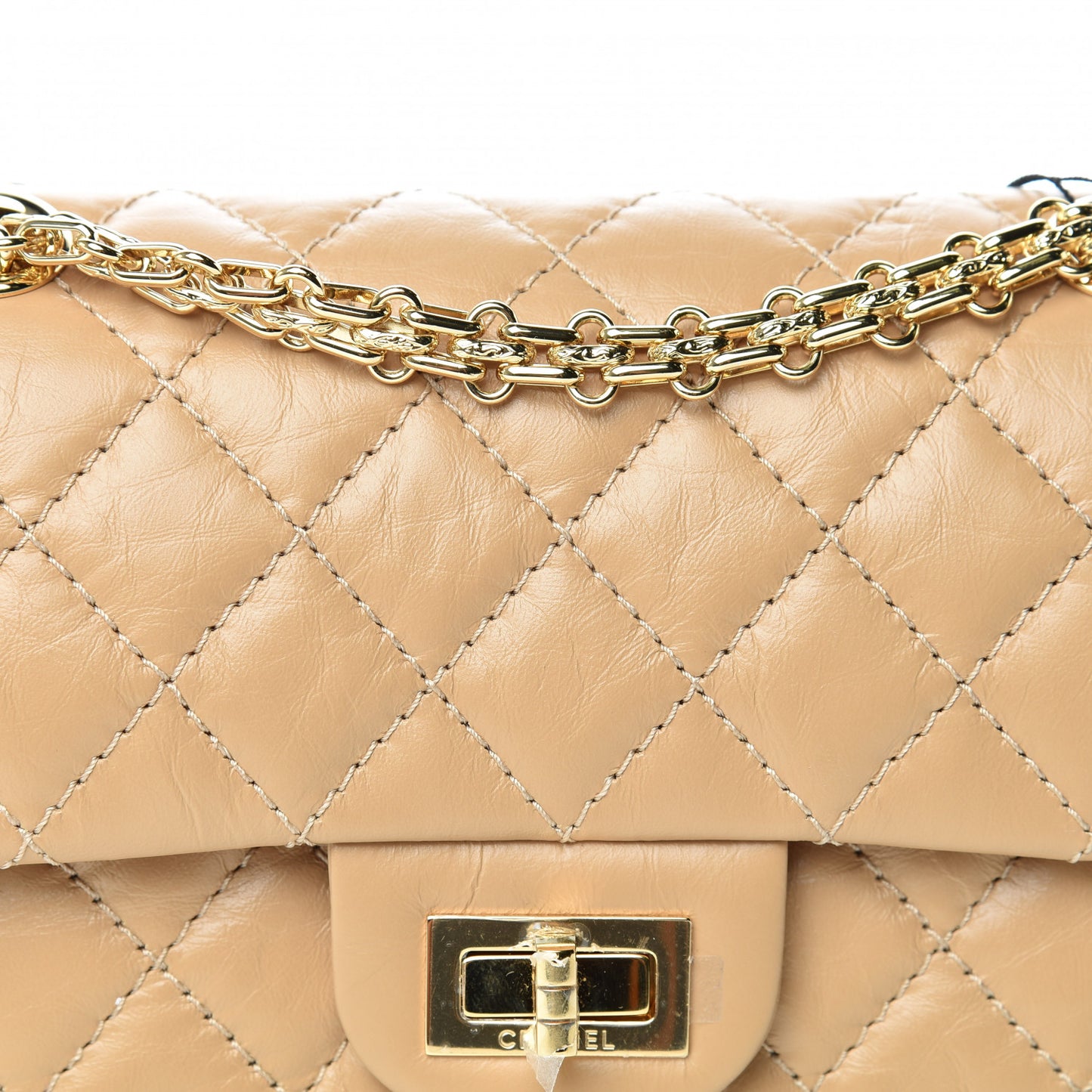 Aged Calfskin Quilted 2.55 Reissue Mini Flap Beige