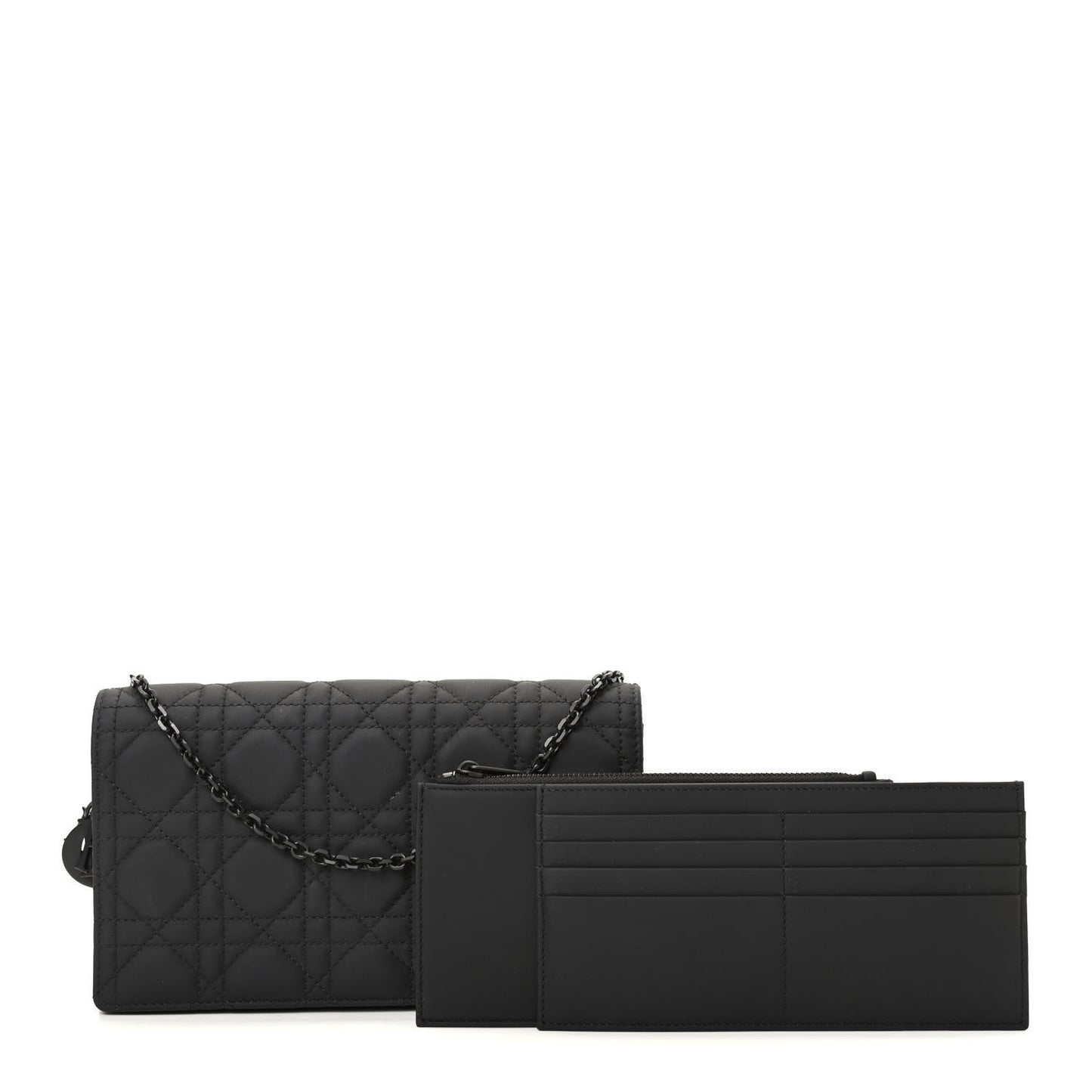 Ultra Matte Calfskin Cannage Lady Dior Clutch Black