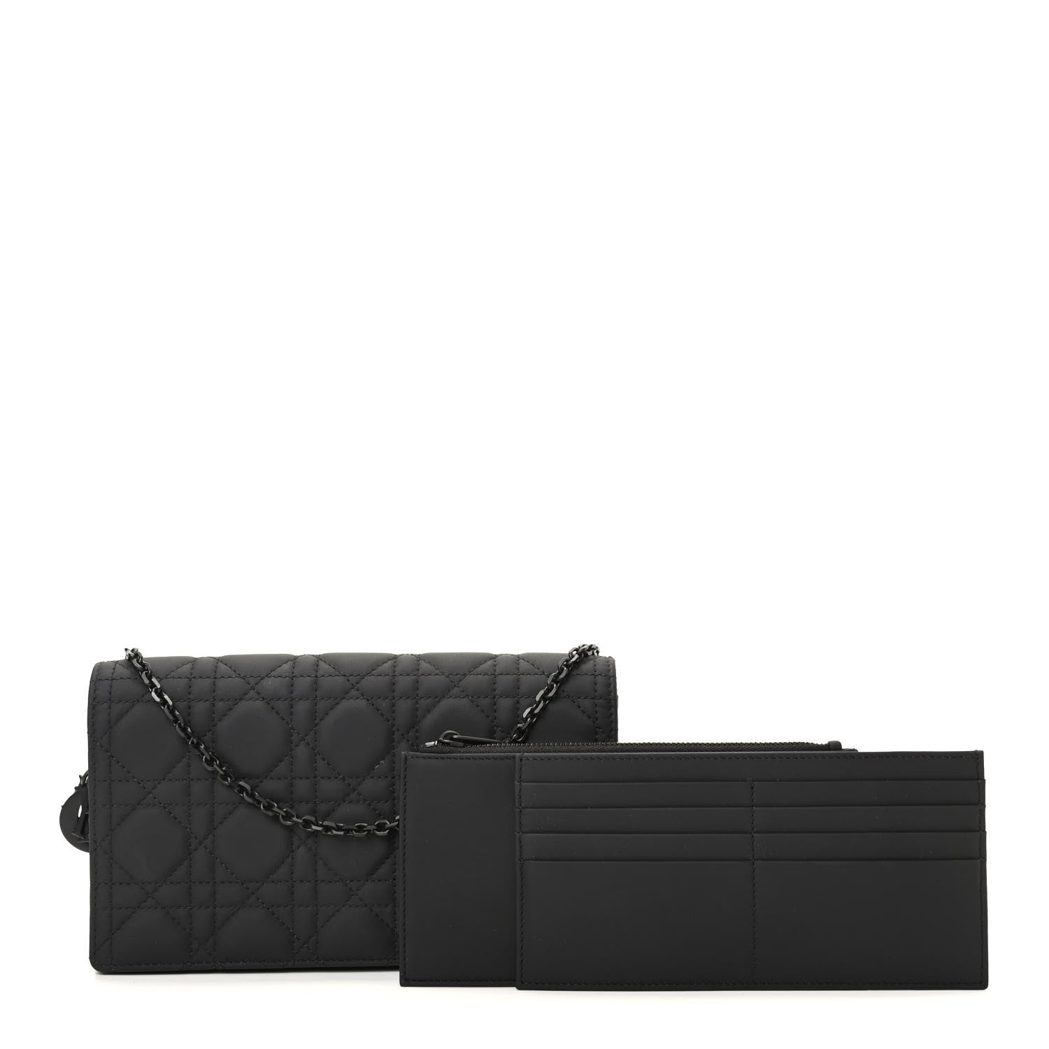 Christian Dior Ultra Matte Calfskin Cannage Lady Dior Clutch Black 1 of 11