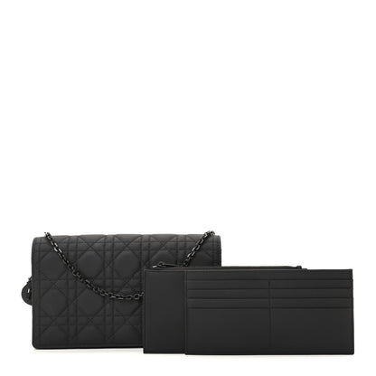 Christian Dior Ultra Matte Calfskin Cannage Lady Dior Clutch Black 1 of 11
