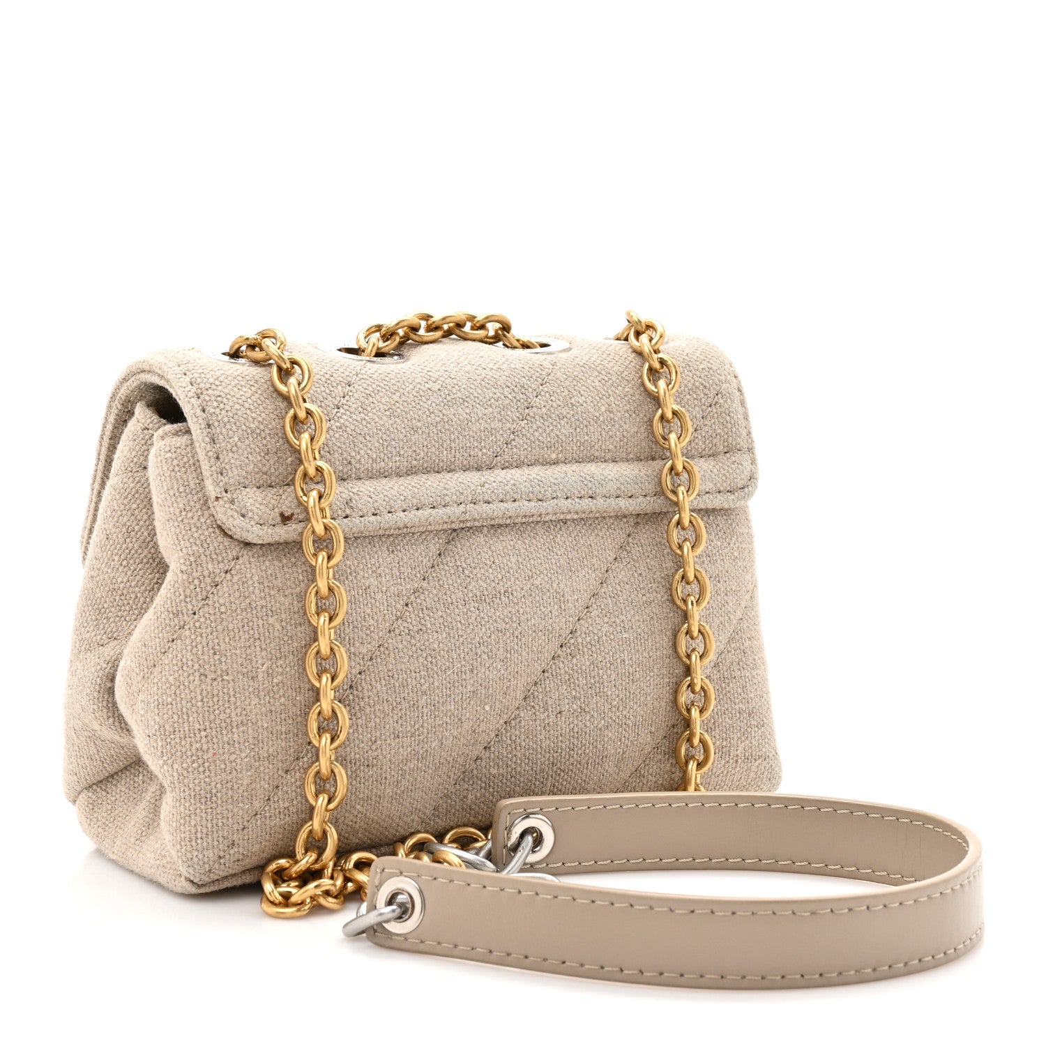 Off-White Linen Diagonal Quilted Jackhammer 17 Shoulder Bag Beige 3 of 12