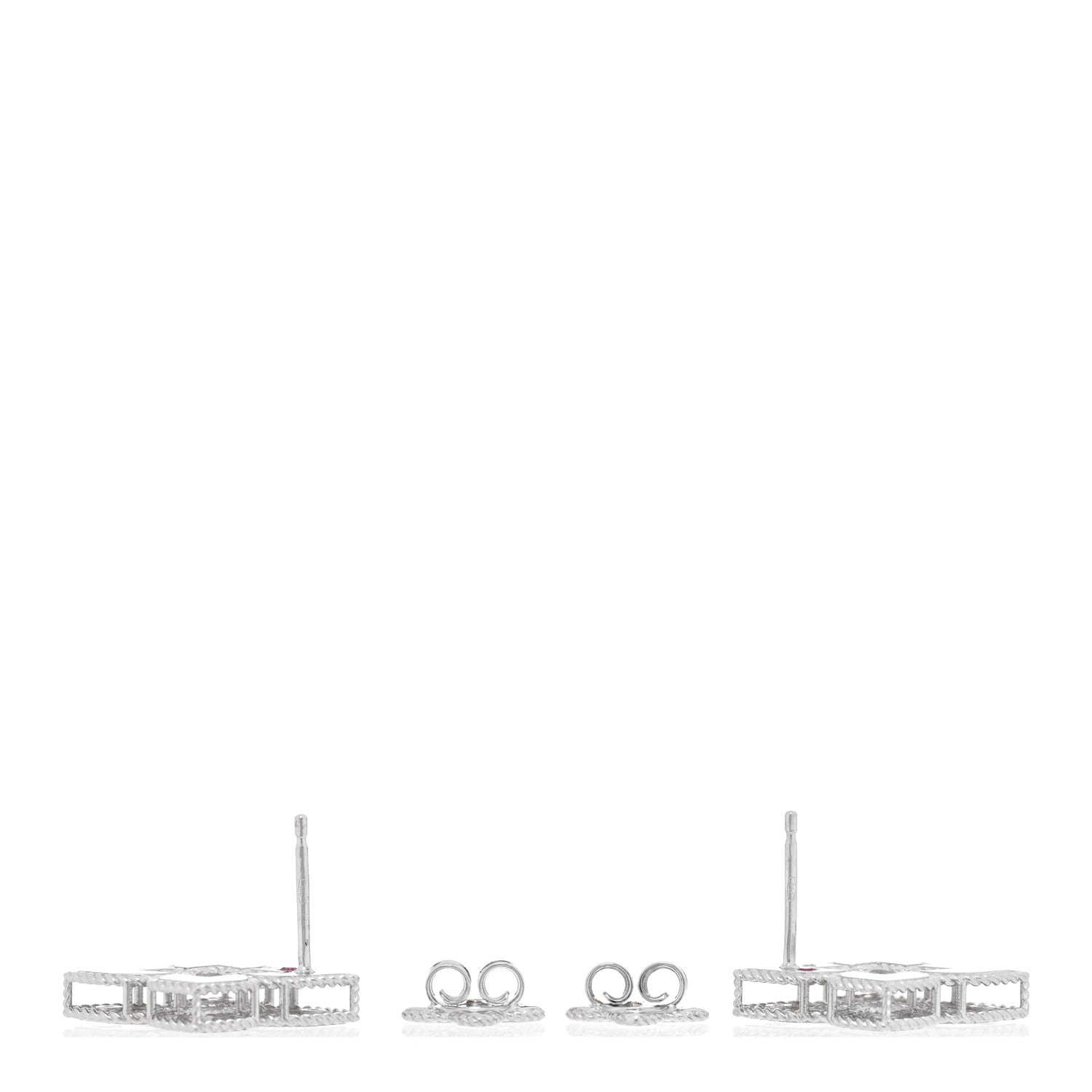 Roberto Coin 18K White Gold Diamond Venetian Princess Stud Earrings 3 of 4