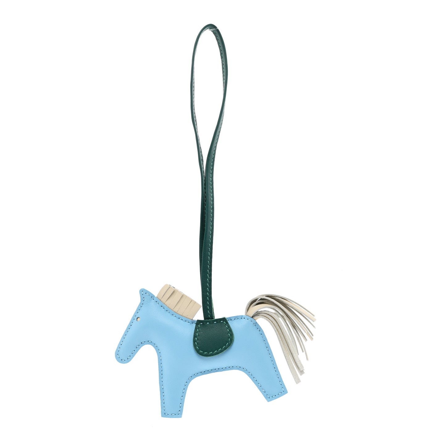 Milo Lambskin Grigri Rodeo Horse Bag Charm PM Celeste Malachite Craie