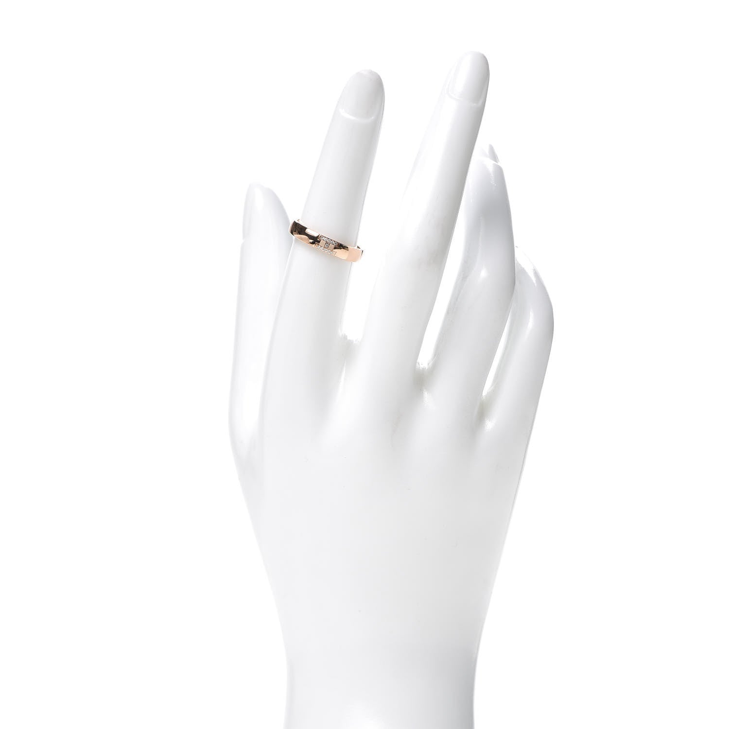 Hermes 18K Rose Gold Diamond Ever Herakles Wedding Band Ring 52 6 2 of 5