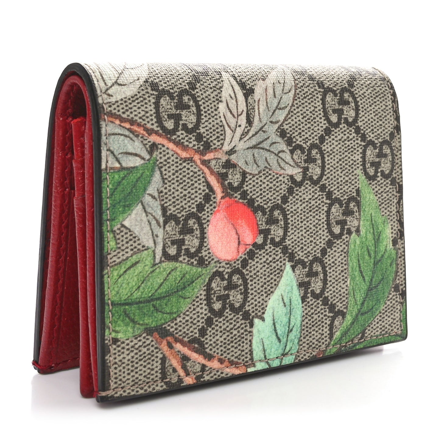 GG Supreme Monogram Tian Card Case Beige Multicolor Red