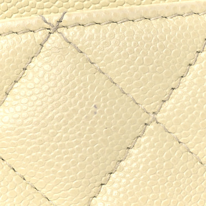 Chanel Caviar Quilted Zip Card Holder Wallet Light Yellow 13 of 14