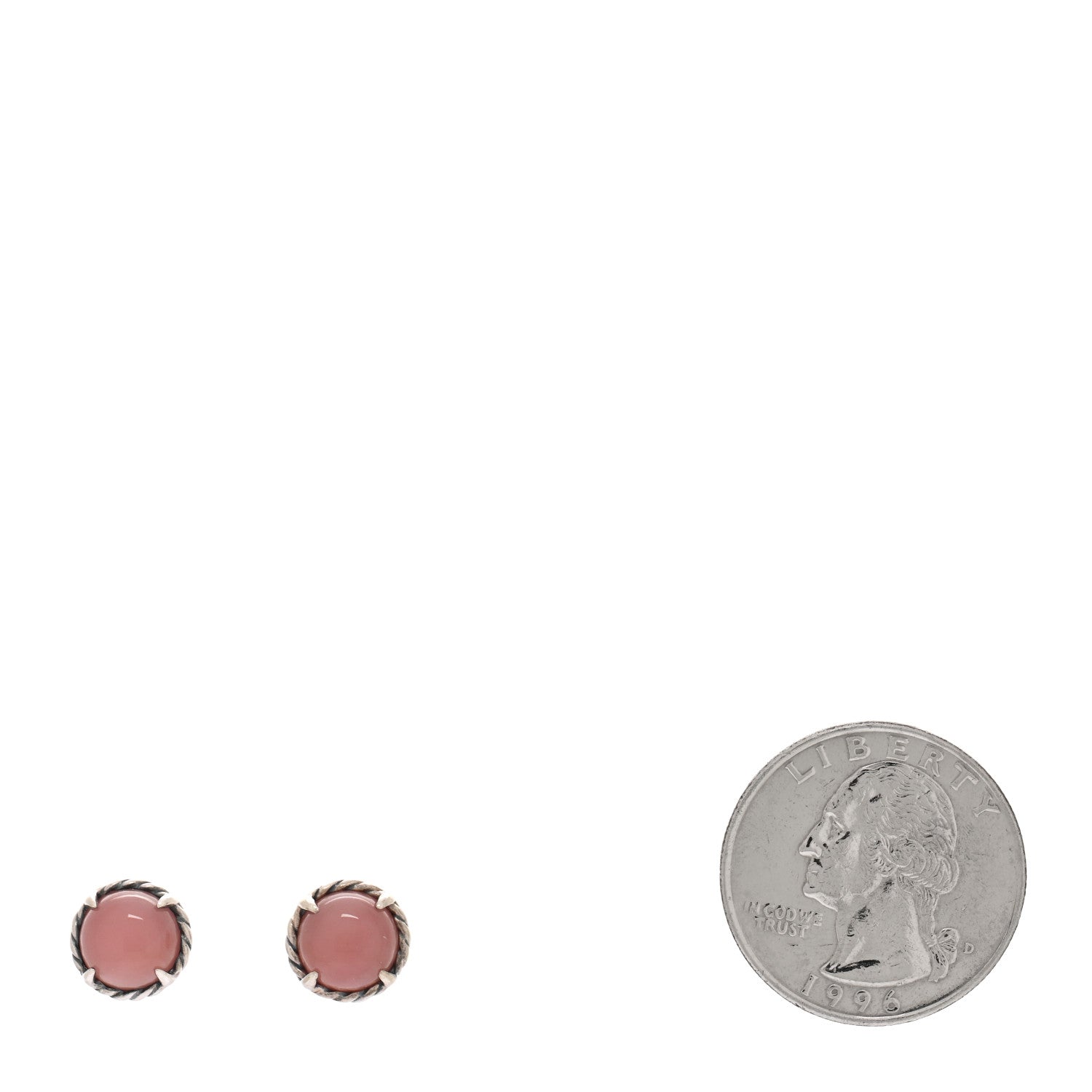 David Yurman Sterling Silver Rose Quartz 8mm Chatelaine Earrings 2 of 4