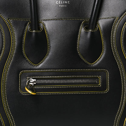 Celine Satin Calfskin Debossed Micro Luggage Black 7 of 13