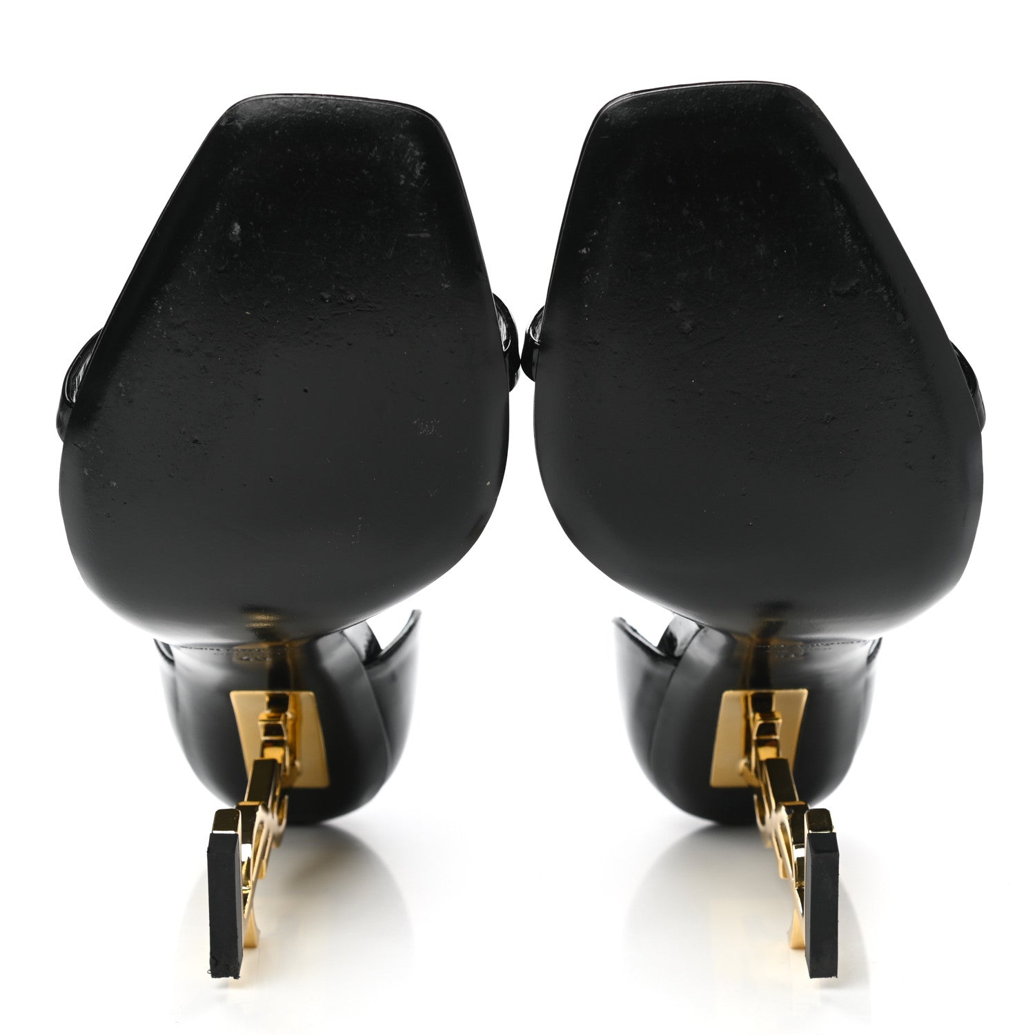 Saint Laurent Patent Calfskin Opyum 110 Sandals 40 Black Gold 5 of 9