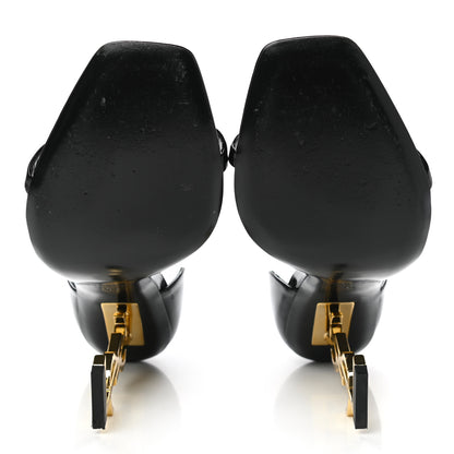 Saint Laurent Patent Calfskin Opyum 110 Sandals 40 Black Gold 5 of 9