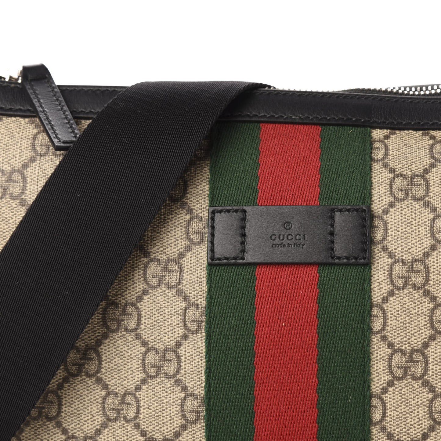 GG Supreme Monogram Web Messenger Bag Black