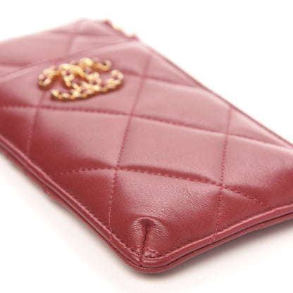 Chanel Shiny Goatskin Quilted 19 Flat Wallet Pouch Red 8 of 10
