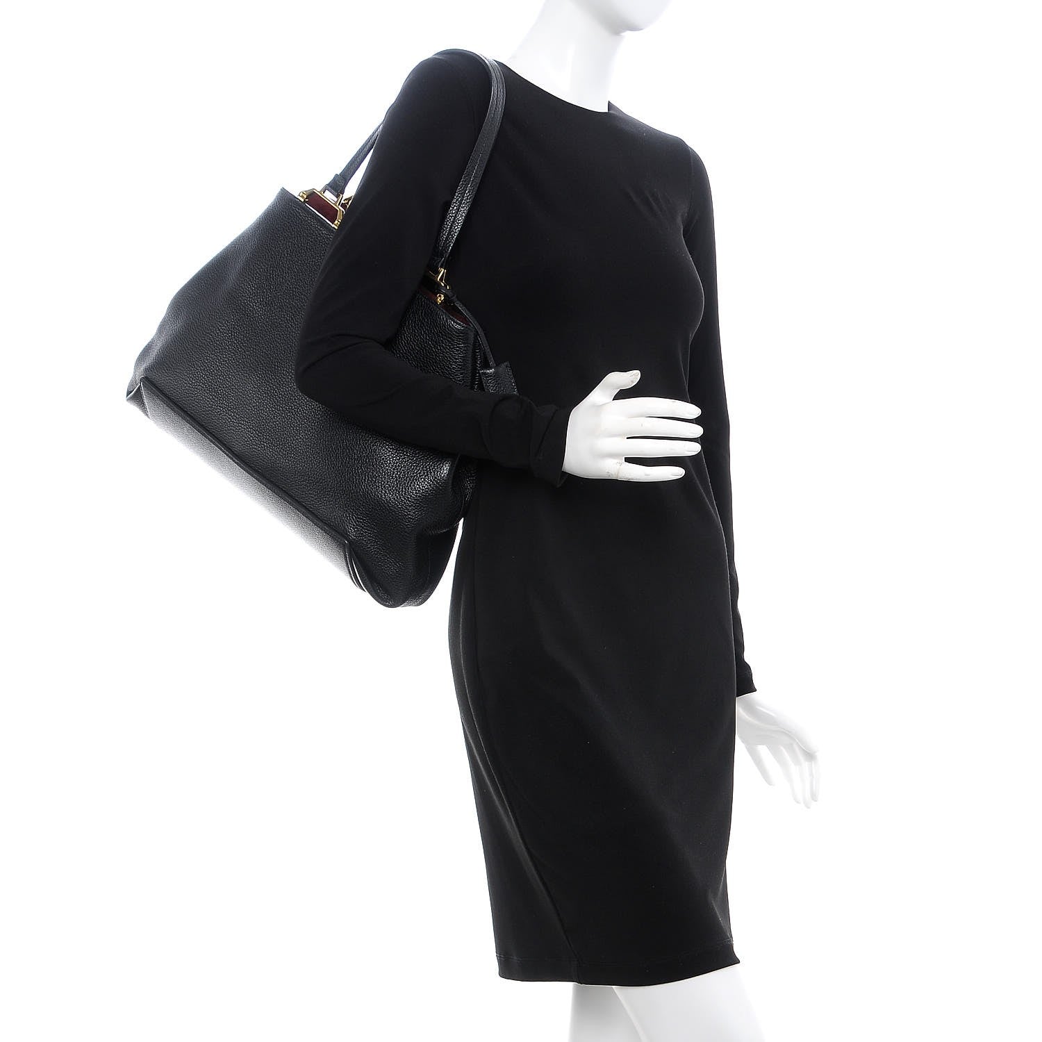 Miu Miu Goatskin Madras Tote Black 2 of 9