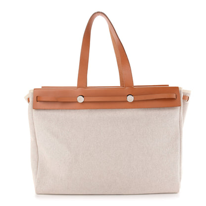 Hermes Toile Vache Hunter Herbag Cabas MM Natural 1 of 10
