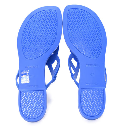 Hermes Rubber Womens Egerie Sandals  37 Bleu Outremer 6 of 10