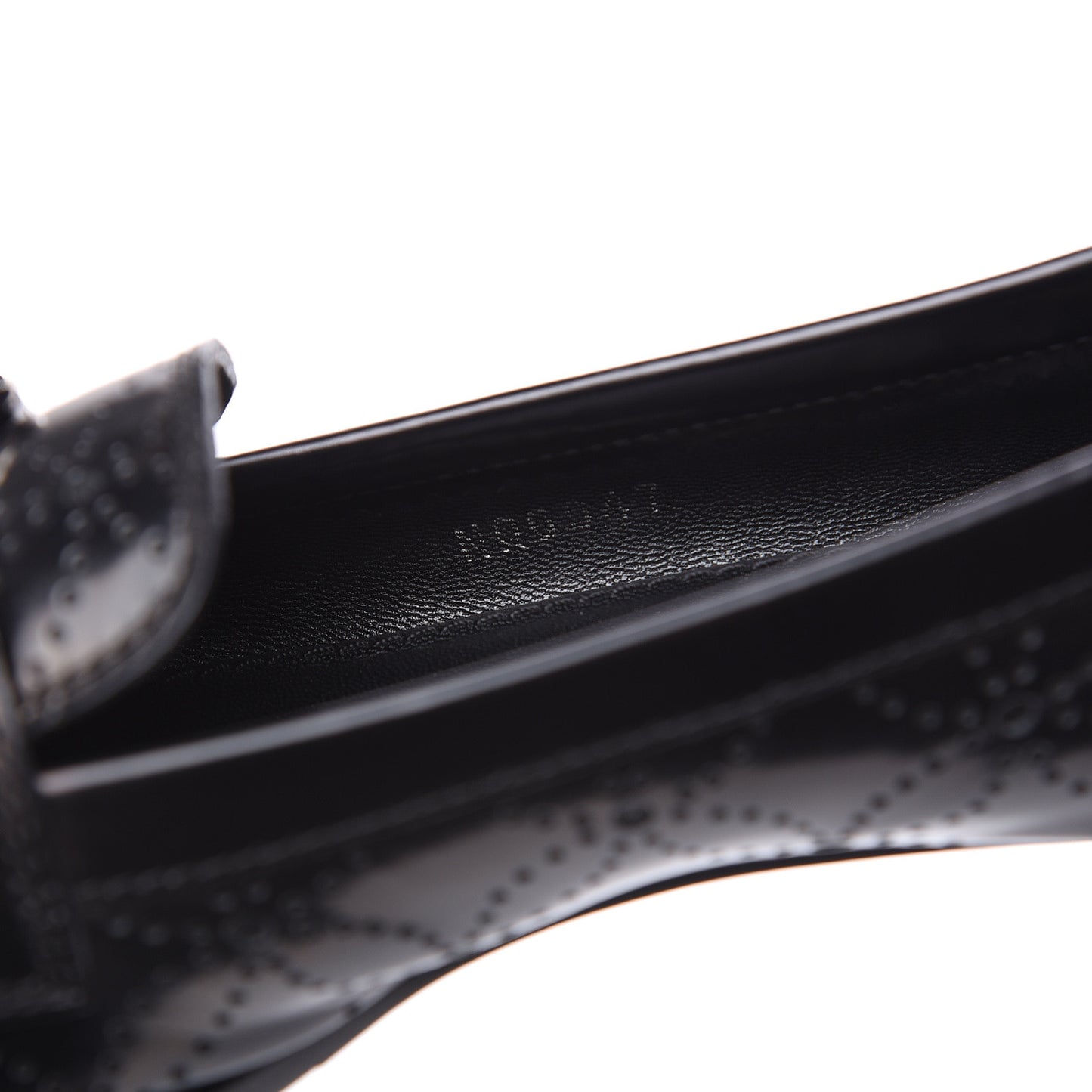 Glazed Calfskin Perforated Loafers 40 Black