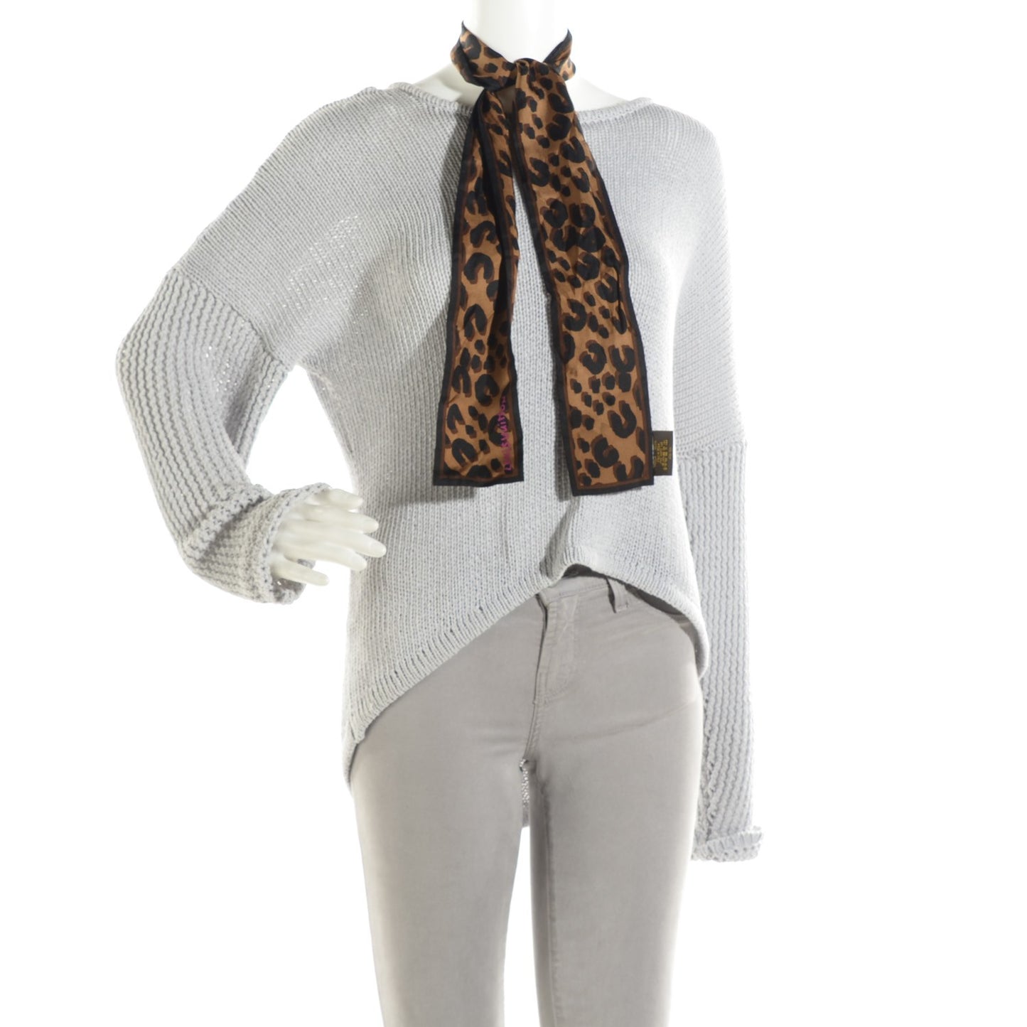 Silk Leopard Bandeau Scarf Marron