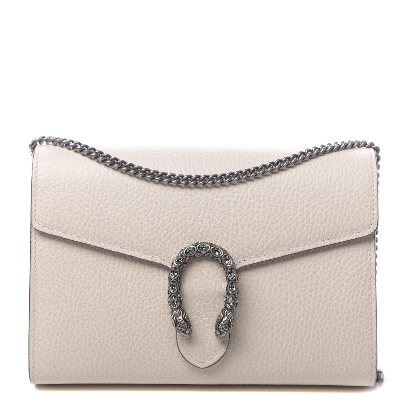 Dollar Calfskin Mini Dionysus Chain Wallet Mystic White