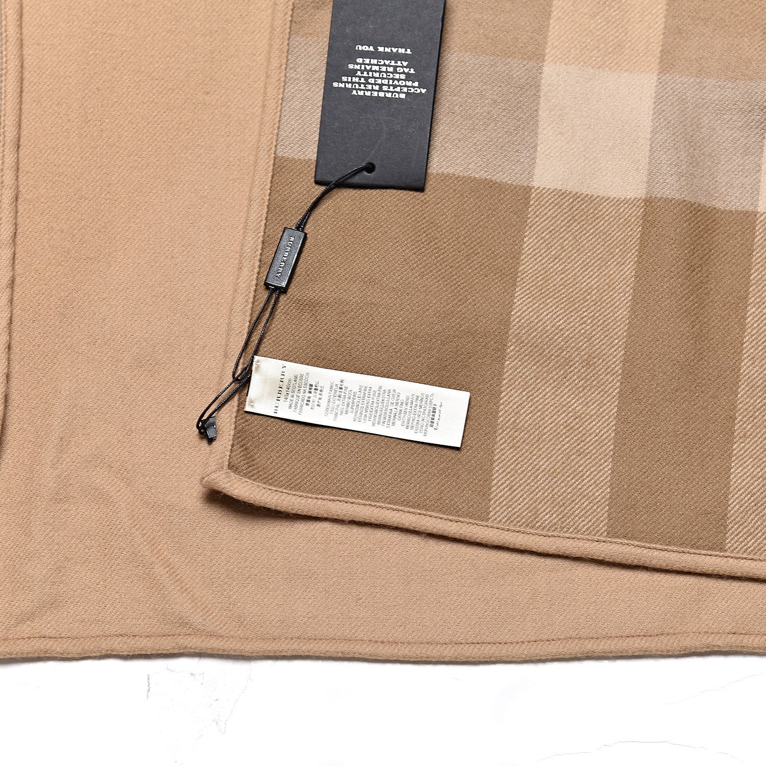 Burberry Wool Solid To Check Charlotte Cape Scarf Camel 4 of 6