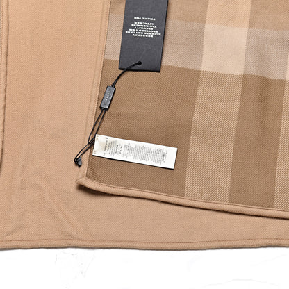 Burberry Wool Solid To Check Charlotte Cape Scarf Camel 4 of 6