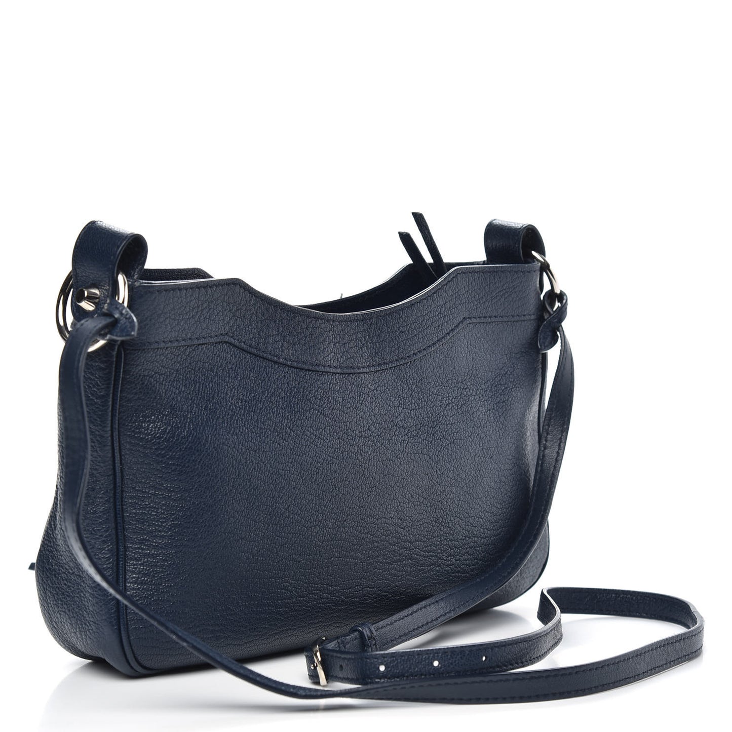 Chevre Silver Metallic Edge Hardware Hip Bleu Nuit